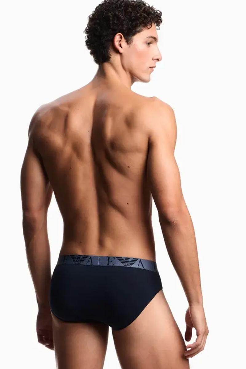 Armani slips 3-pack net EA logo band blauw