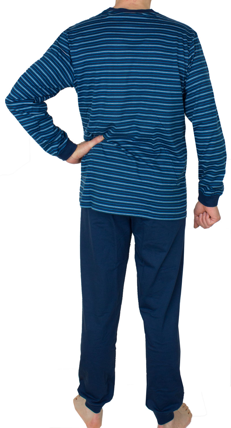 Schiesser pyjama gestreept met boorden achterkant