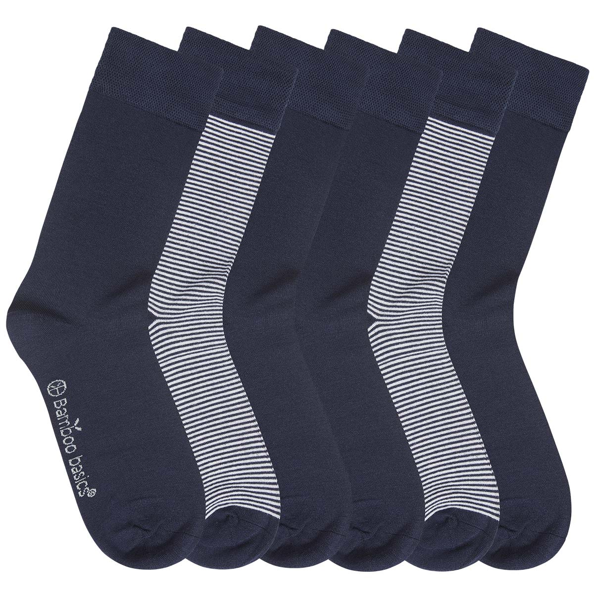 Bamboo basics sokken Beau 6-paar blauw - gestreept