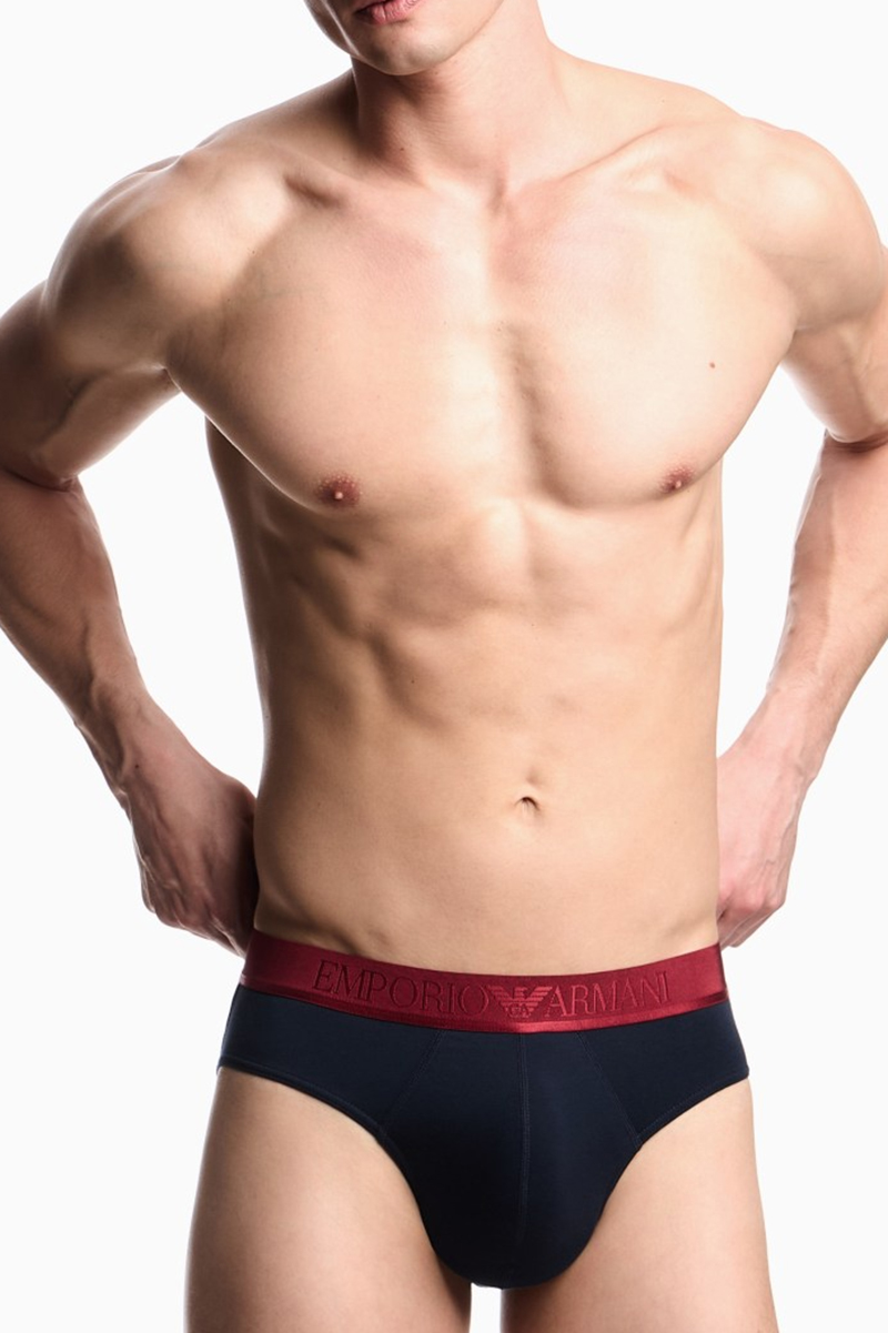 Armani slips 3-pack met EA logo band rood-zwart