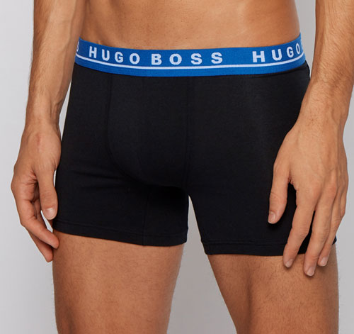 Hugo Boss boxershorts 3-pack zwart voorkant blauw