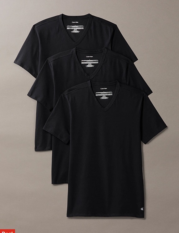 Calvin Klein T-shirts V-hals cotton stretch 3-pack zwart