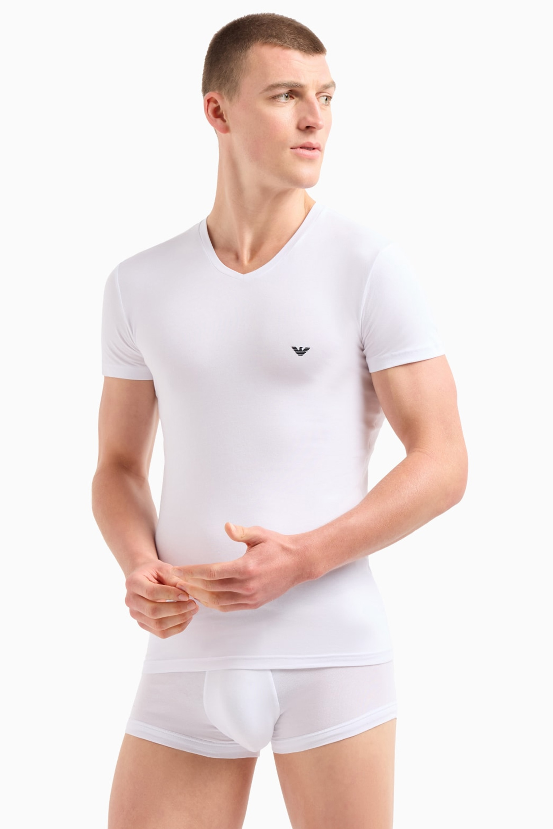 Armani T-shirts met V-hals 2-pack wit