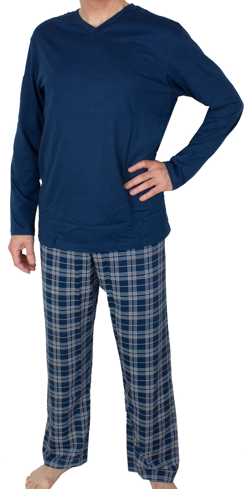 Schiesser pyjama ruitje met V-hals