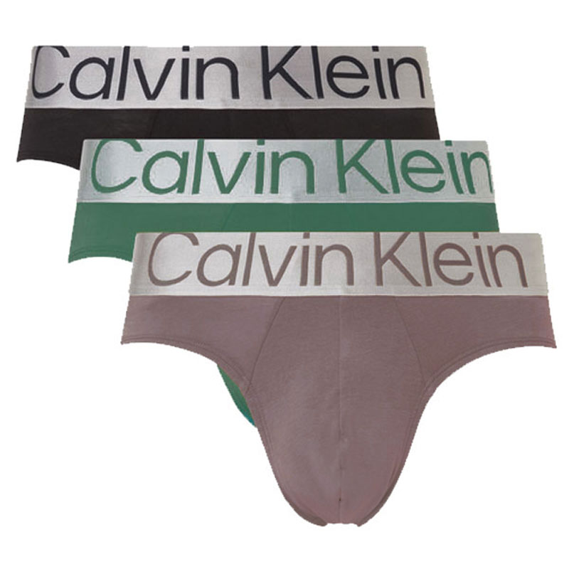 Calvin Klein Steel microfiber slips 3-pack zwart-bruin-groen