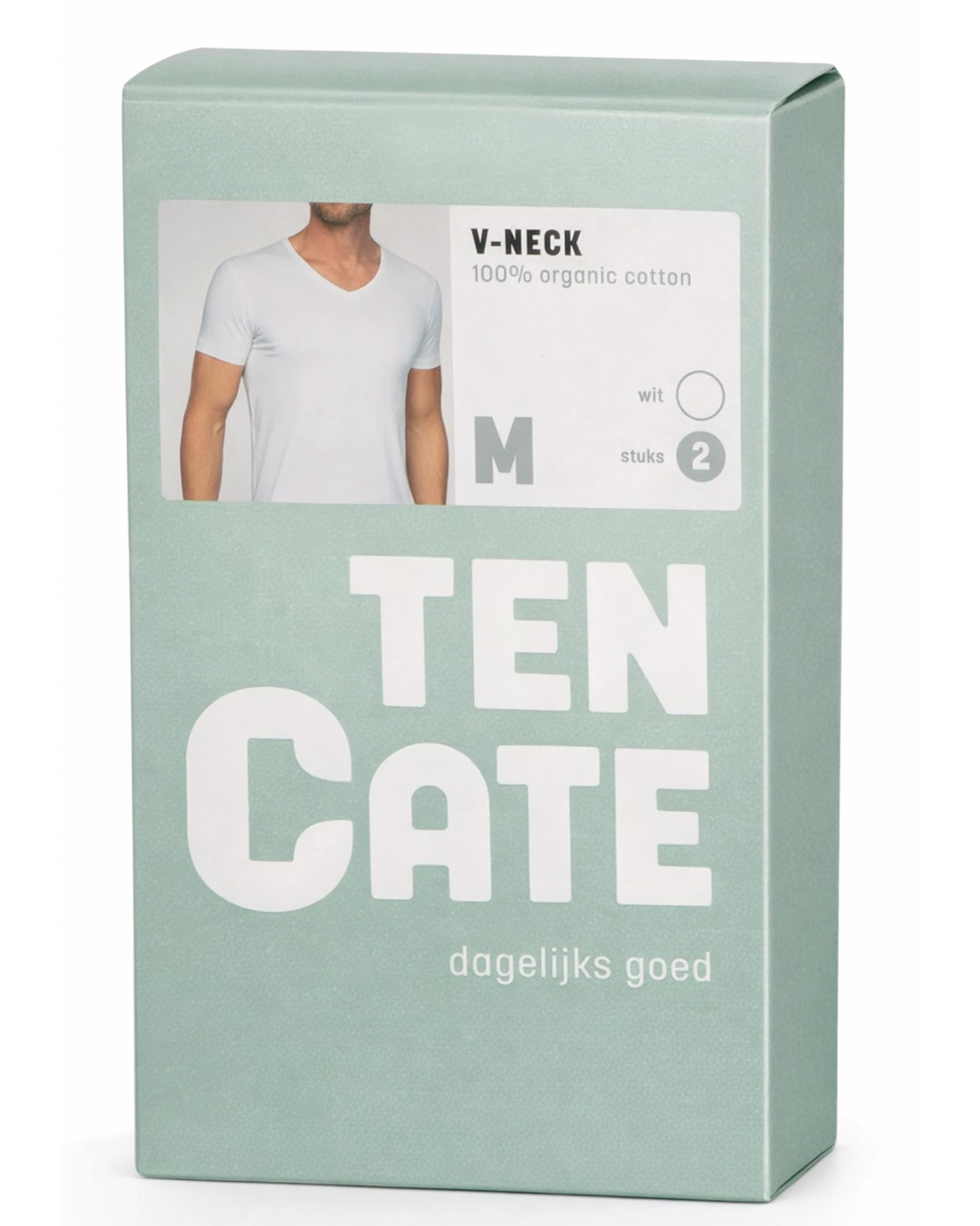 Ten Cate Organic T-shirt V-hals 2-pack wit
