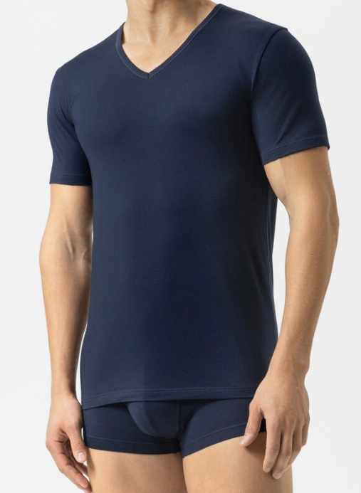 Mey dry cotton T-shirt V-hals blauw