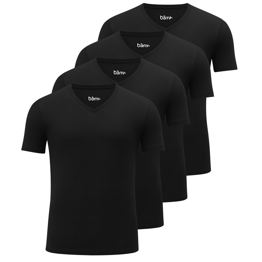 Apollo Bamboo T-shirts V-hals 4-pack zwart