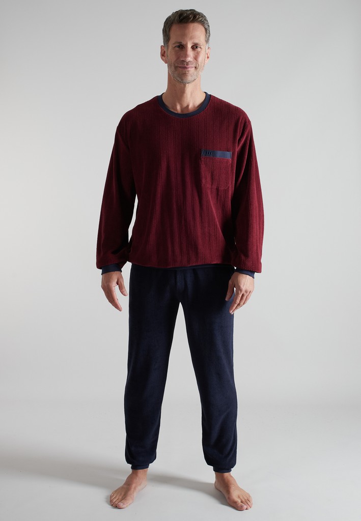 Gotzburg badstof pyjama rood/blauw