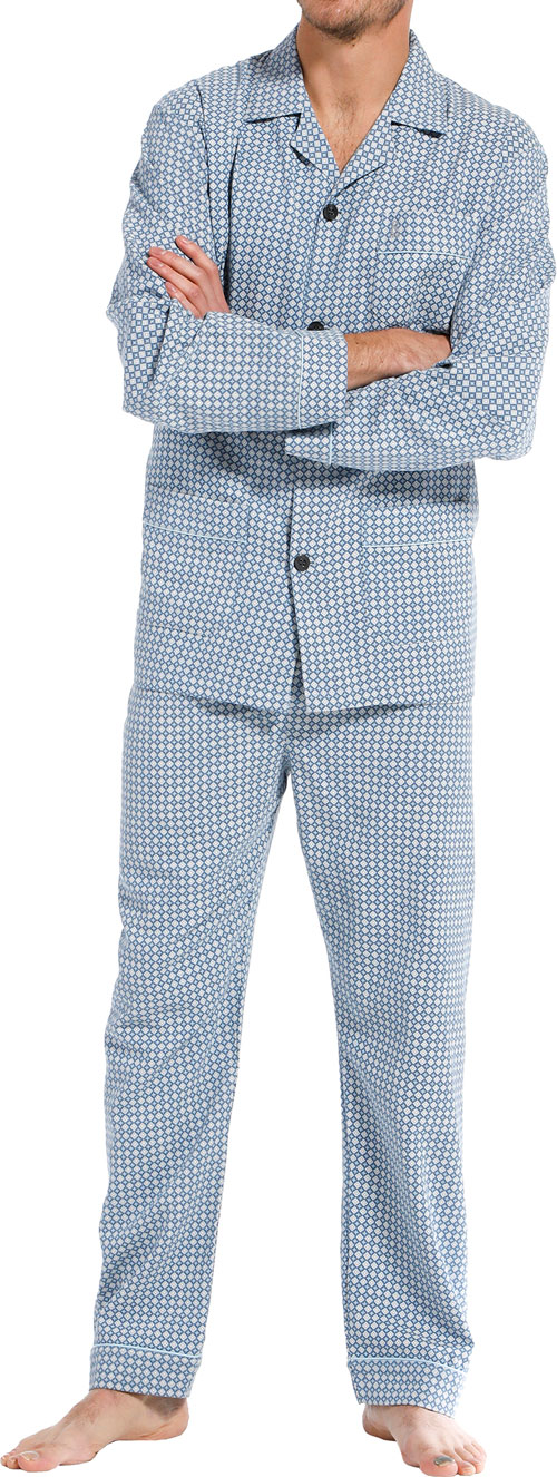 Robson knopen pyjama blauw met print