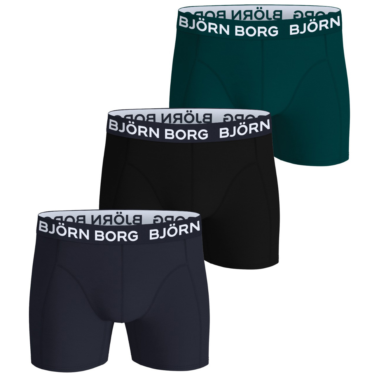 Bjorn Borg boxershorts cotton stretch 3-pack groen/zwart