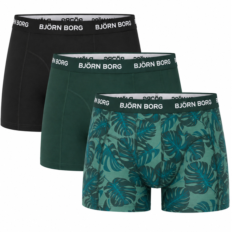 Bjorn Borg boxershorts cotton stretch 3-pack zwart-groen