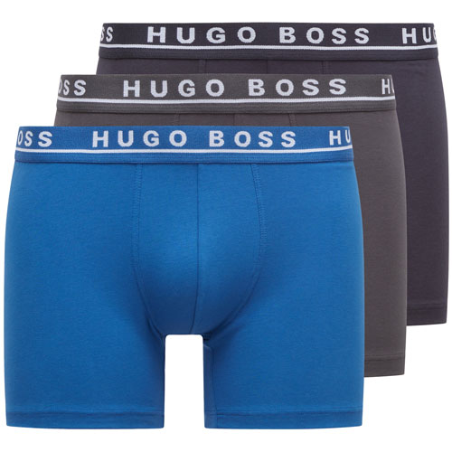 Hugo Boss boxershort cotton stretch 3-pack blauw-grijs-blue