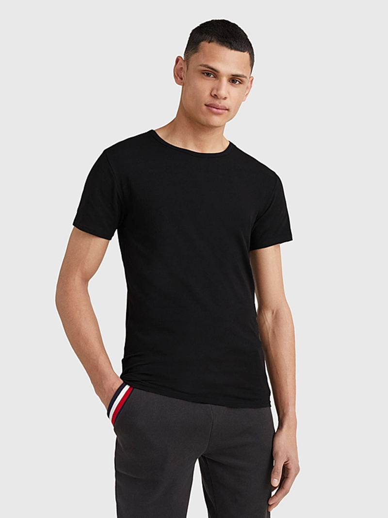 Tommy Hilfiger T-shirts O-hals stretch 3-pack grijs-wit-zwart