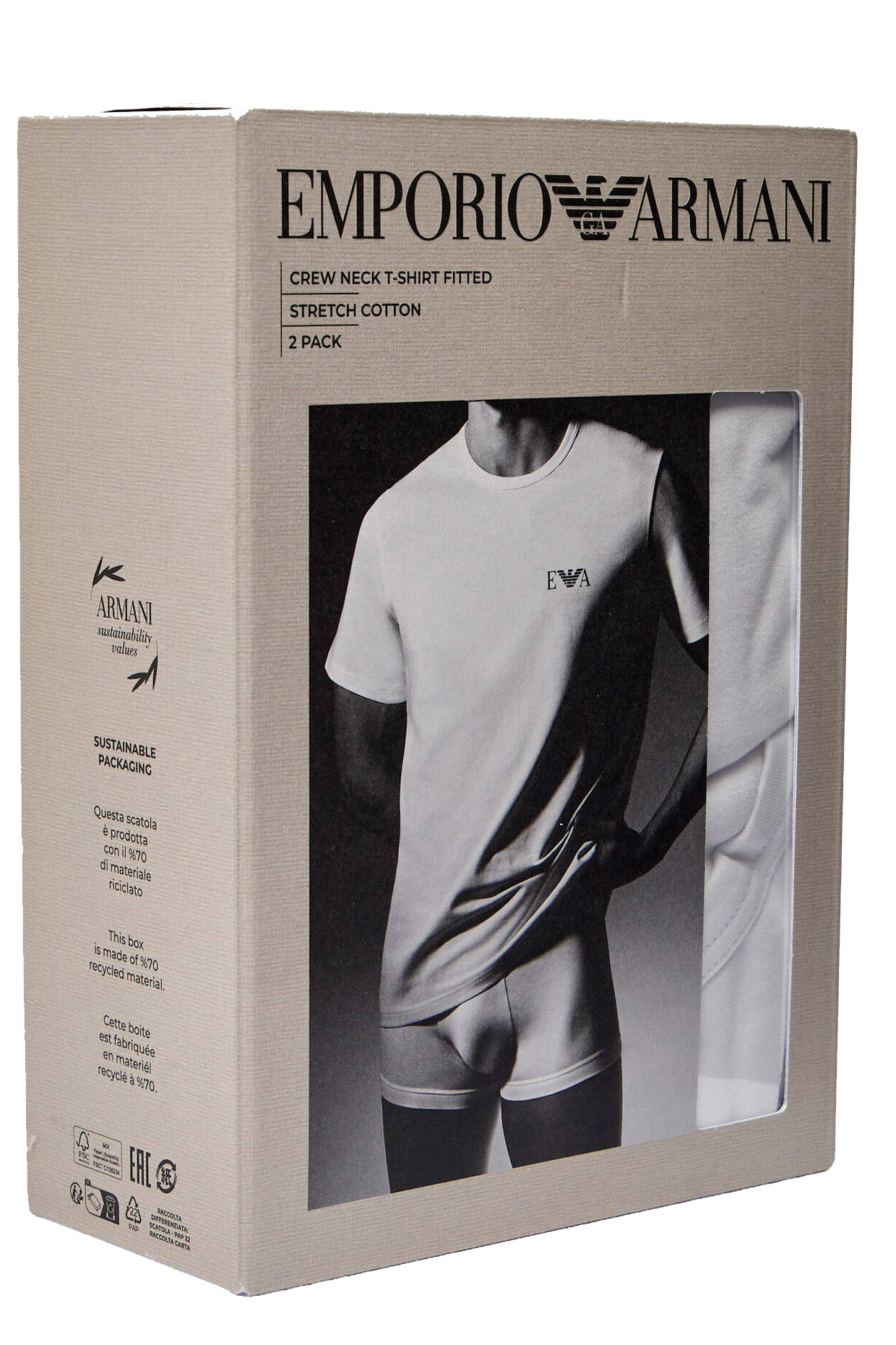 Armani T-shirts met EA logo 2-pack wit