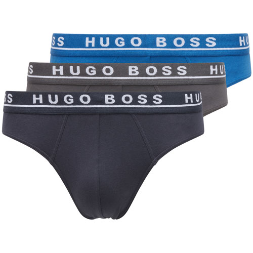Hugo Boss 3-pack slips blauw-grijs