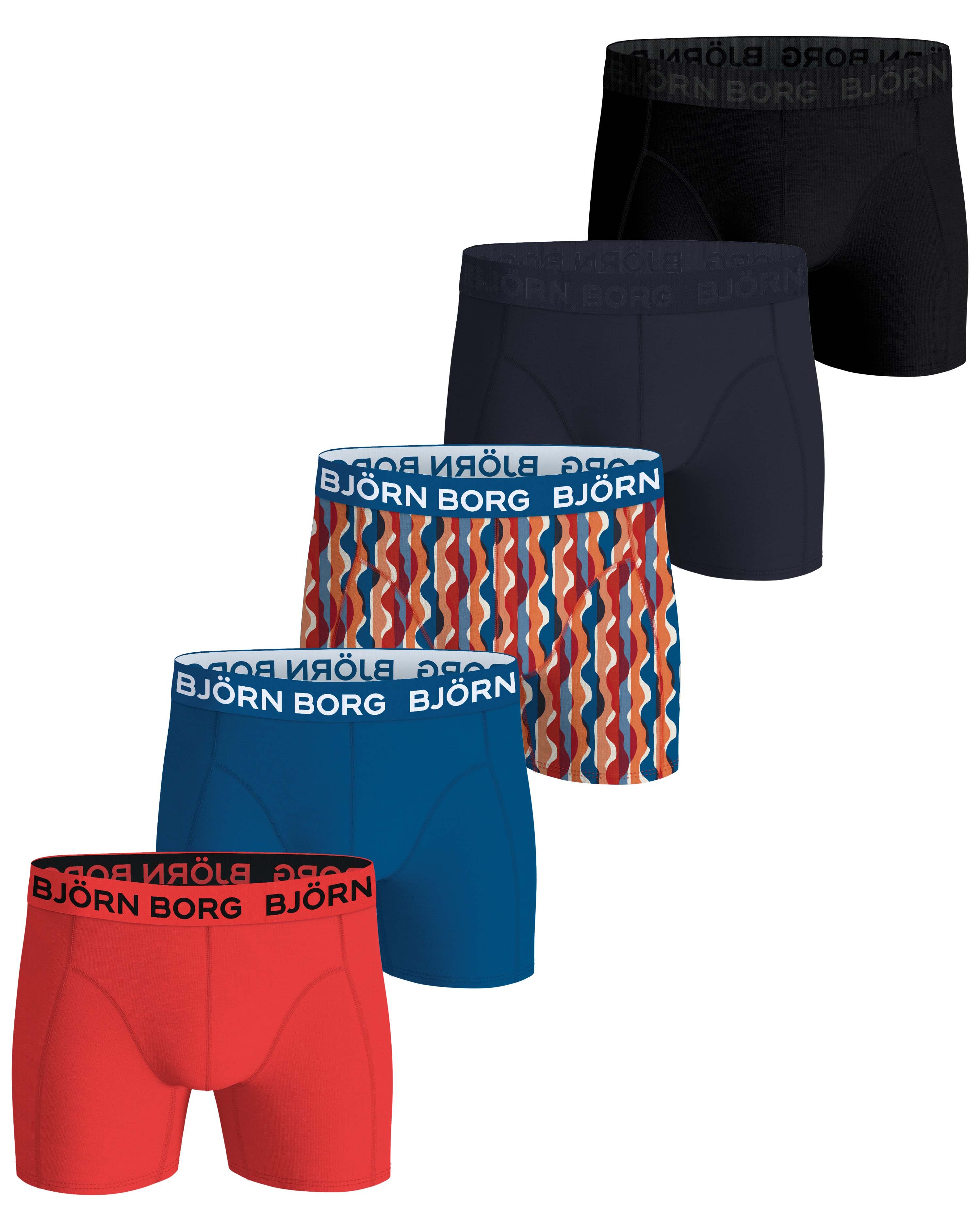 Bjorn Borg boxershorts cotton stretch 5-pack blauw/rood