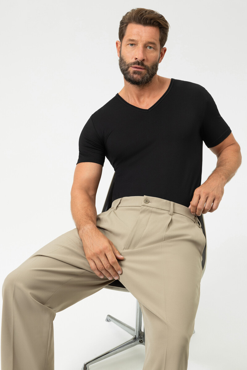 Mey dry cotton T-shirt V-hals zwart