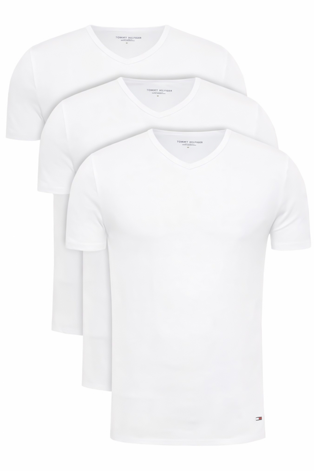 Tommy Hilfiger T-shirts V-hals stretch 3-pack wit 