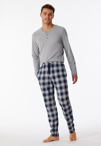 Schiesser pyjamabroek jersey grijs met ruitje