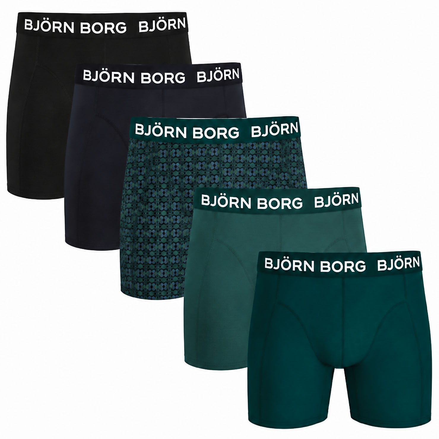 Bjorn Borg boxershorts cotton stretch 5-pack groen mix
