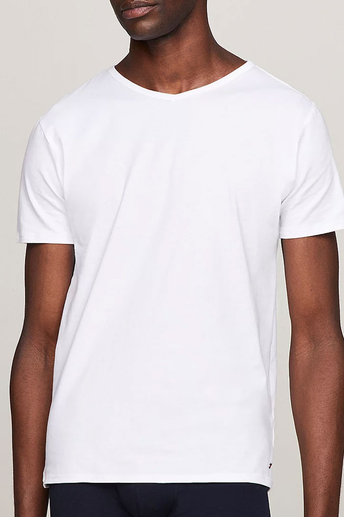 Tommy Hilfiger T-shirts V-hals stretch 3-pack wit 