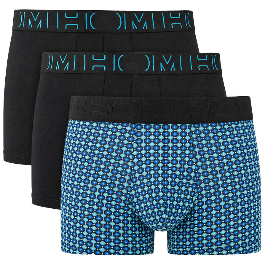 Hom 3-pack boxershorts Marco blauw-zwart